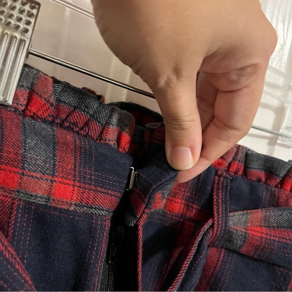 Heartbreak ASOS Plaid Self Tie Pants Red Blue Size 4 T2 - Picture 4 of 10